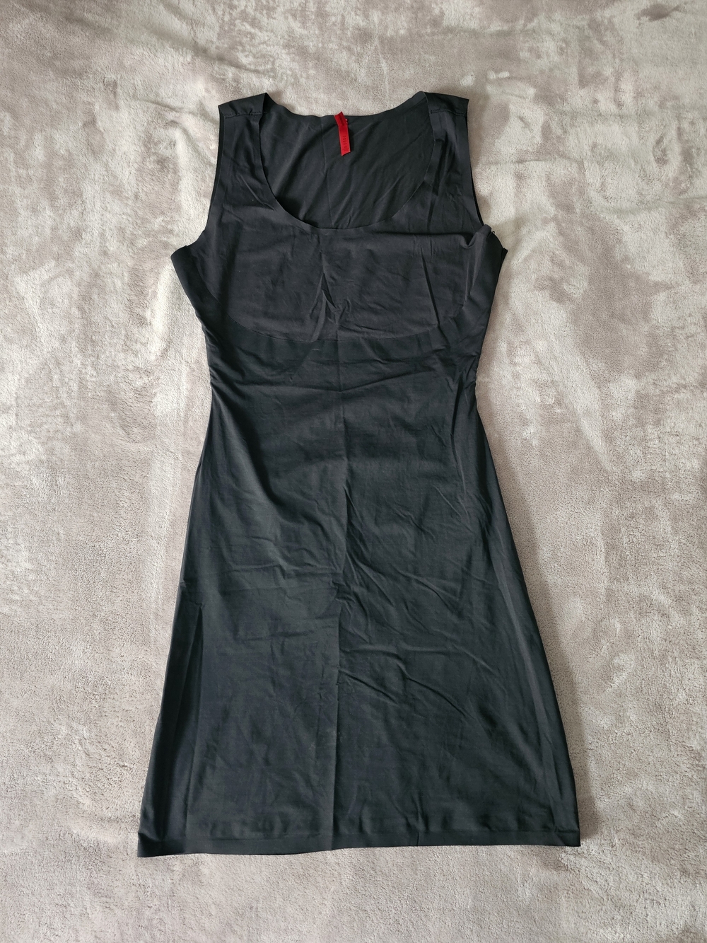 SPANX Black Sleeveless Midi Dress with Scoop Neck